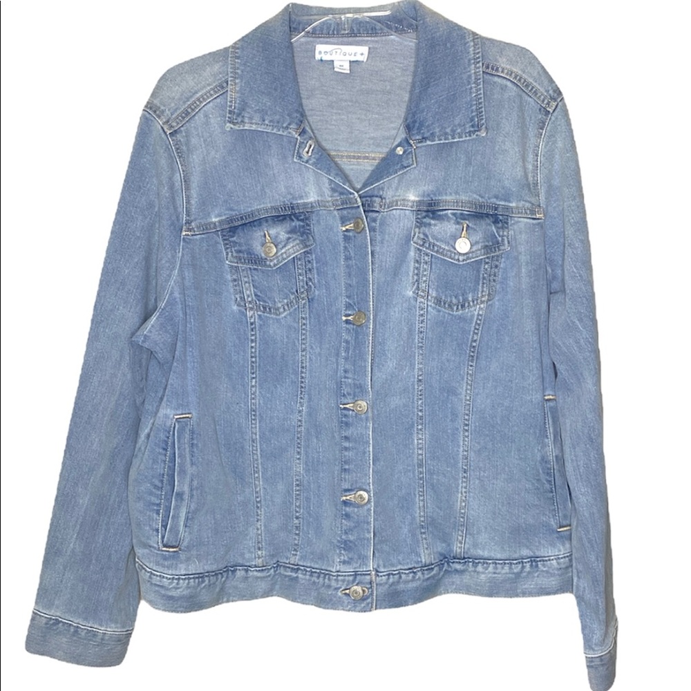 Boutique Jean Denim Jacket Light Medium Wash Size 0X